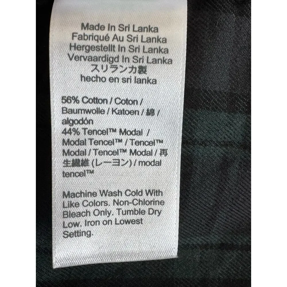 J. Crew Flannel Long-Sleeve Pajama Top‎ Black Watch Tartan Size XS